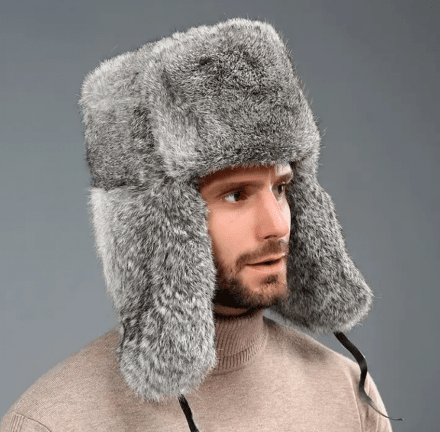 Fliegermützen - Trapper Hat with Faux Fur (Grau)