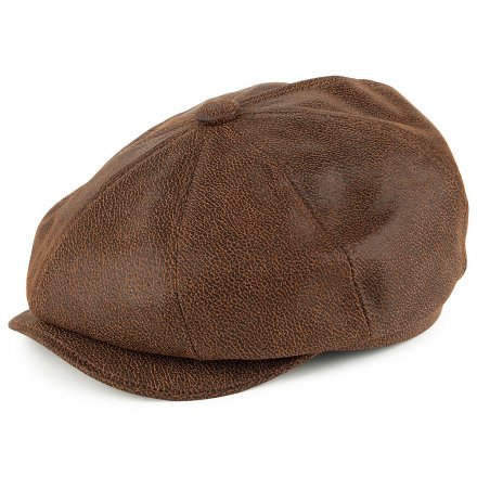 Schiebermütze / Schirmmütze - Jaxon Hats Leather Newsboy Cap (braun)