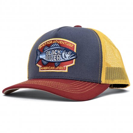 Kappe - Black River Adventure Trucker (blau/beige/rot)
