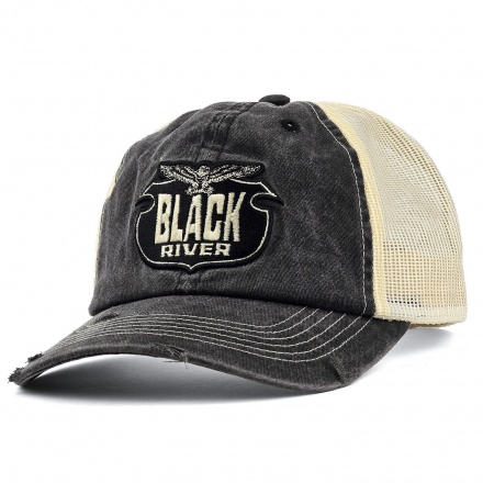 Kappe - Black River Eagle Washed Trucker (schwarz/creme)