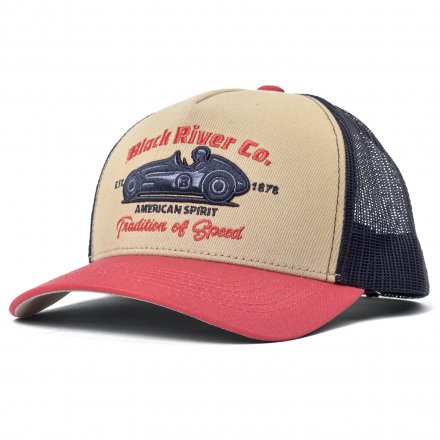 Kappe - Black River Tradition Of Speed Trucker (beige/marineblau/rot)