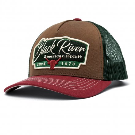 Kappe - Black River Outlaw Trucker (braun/grün/rot)