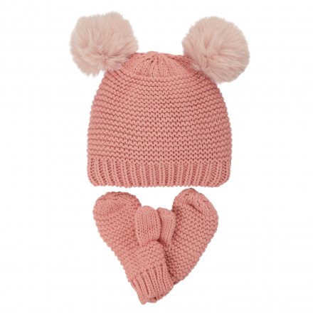 Mütze und Fäustlinge Kind - Gårda Målilla Knitted Set (rosa)