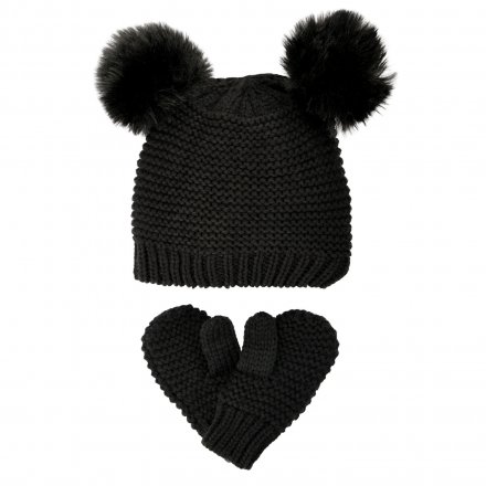 Mütze und Fäustlinge Kind - Gårda Målilla Knitted Set (schwarz)