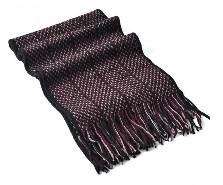 Schals - Gårda ZigZag Knitted Tassel Scarf (Schwarz/Rot)