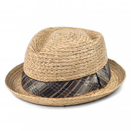 Strohhut - Gårda Tarajal Raffia Trilby (Hellnatur/Grau)