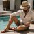 Strohhut - Gårda Marzagan Raffia Trilby (Natur/Blau)