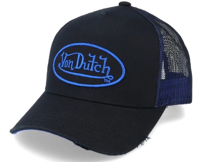 Kappe - Von Dutch Distressed Oval Patch Trucker (schwarz/blau)