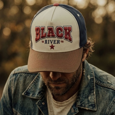 Kappe - Black River Texas Cotton Cap (cremefarben/marineblau/braun)