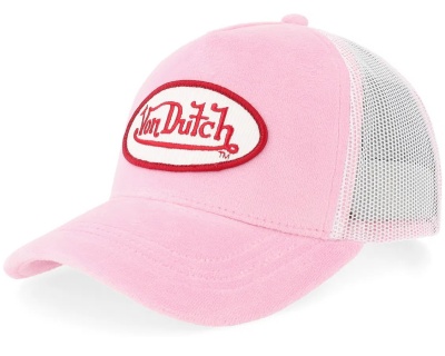 Kappe - Von Dutch Oval Patch Velour Trucker (rosa)