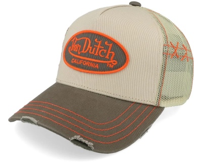 Kappe - Von Dutch Distressed Oval Patch Trucker (beige/braun)