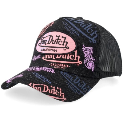 Kappe - Von Dutch Oval Patch Text Print Trucker (schwarz)
