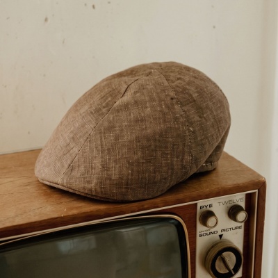 Schiebermütze / Schirmmütze - Gårda Tallone Linen Flat Cap (braun)