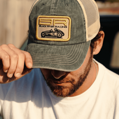 Kappe - Black River Racer Washed Trucker (dunkelgrün/creme)
