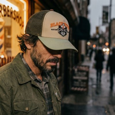 Kappe - Black River Racoon Trucker (Beige/Grün)