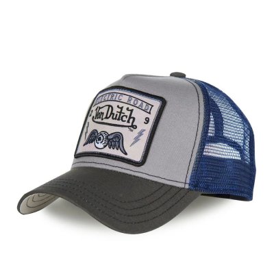 Kappe - Von Dutch Square Patch Trucker (Blau/Grau)