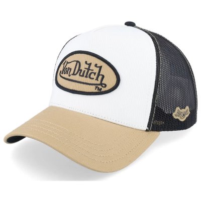 Kappe - Von Dutch Oval Patch Trucker (Schwarz/Weiß/Beige)