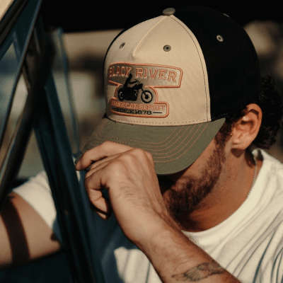 Kappe - Black River Motorcycle Cotton Cap (beige/schwarz/grün)