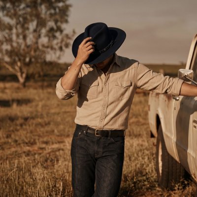 Hüte - Gårda Bowmont Crushable Wool felt Western hat (blau)