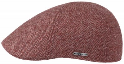 Schiebermütze / Schirmmütze - Stetson Texas Woolrich Herringbone Flat cap (rot)