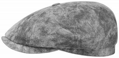 Schiebermütze / Schirmmütze - Stetson Hatteras Leather Flat Cap (grau)
