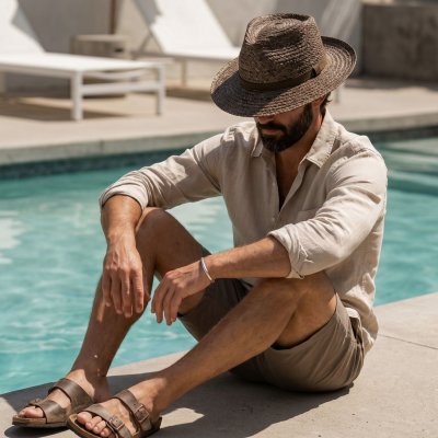 Strohhut - Gårda Tenerife Raffia Fedora (Natur/Braun)