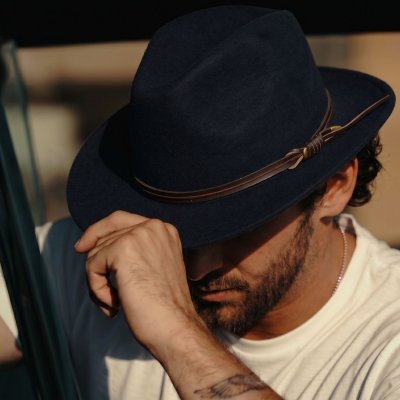 Hüte - Gårda Vicenza Crushable Wool felt Fedora (blau)