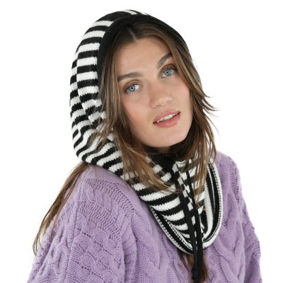 Sturmhaube - Gårda Valloire Striped Wool Mix Balaclava (schwarz/weiß)