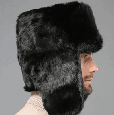 Fliegermützen - Trapper Hat with Faux Fur (Schwarz)