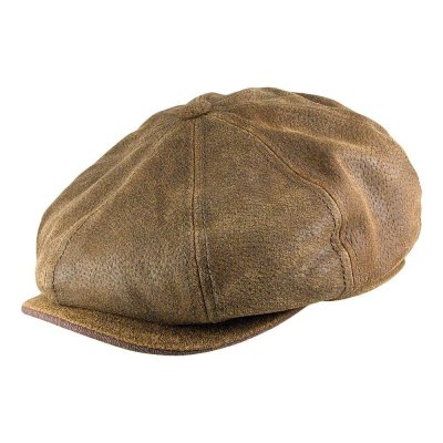 Schiebermütze / Schirmmütze - Stetson Burney Leather Flat Cap (braun)