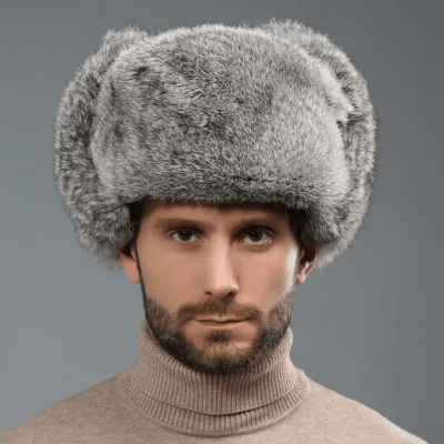 Fliegermützen - Trapper Hat with Faux Fur (Grau)