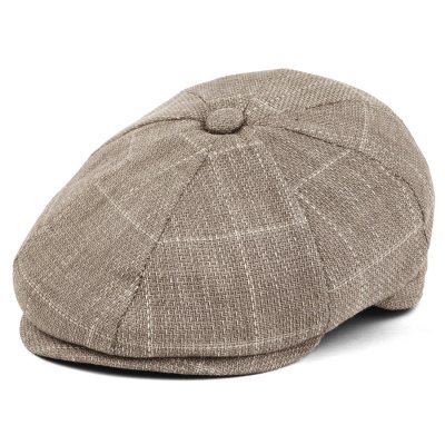 Schiebermütze / Schirmmütze - Gårda Clemmons Checkered Newsboy (beige)