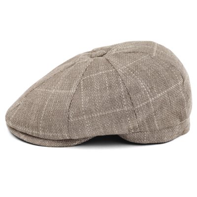 Schiebermütze / Schirmmütze - Gårda Clemmons Checkered Newsboy (beige)