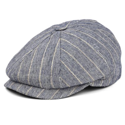 Schiebermütze / Schirmmütze - Gårda Crispin Striped Newsboy (blau)