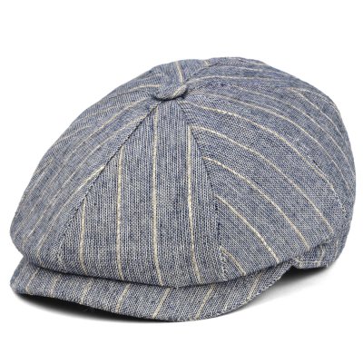 Schiebermütze / Schirmmütze - Gårda Crispin Striped Newsboy (blau)