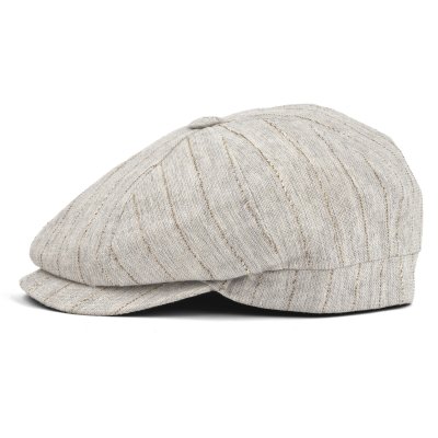Schiebermütze / Schirmmütze - Gårda Crispin Striped Newsboy (greige)