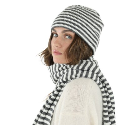 Schals - Gårda Engelberg Striped Wool Mix Scarf (dunkelgrau/weiß)