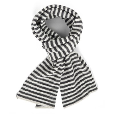 Schals - Gårda Engelberg Striped Wool Mix Scarf (dunkelgrau/weiß)