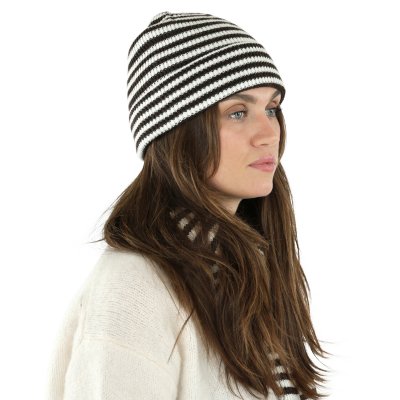 Schals - Gårda Engelberg Striped Wool Mix Scarf (braun/weiß)