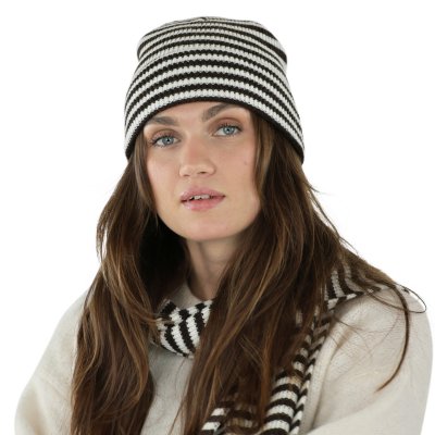 Schals - Gårda Engelberg Striped Wool Mix Scarf (braun/weiß)