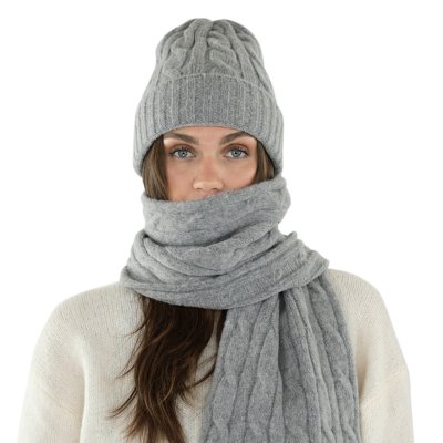 Schals - Gårda Sölden Cable Knit Wool Mix Scarf (grau)
