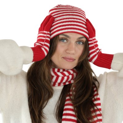 Handschuhe - Gårda Cavalese Knitted Wool Mix Gloves (rot/weiß)