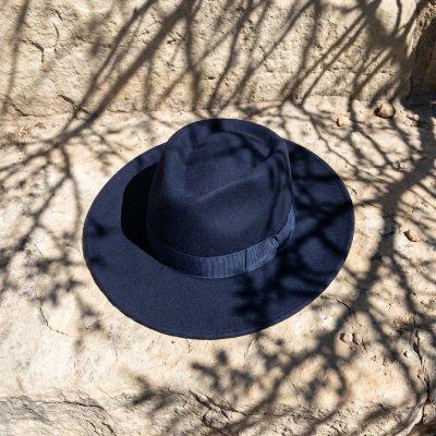 Hüte - Gårda Napoli Fedora Wool Hat (marineblau)