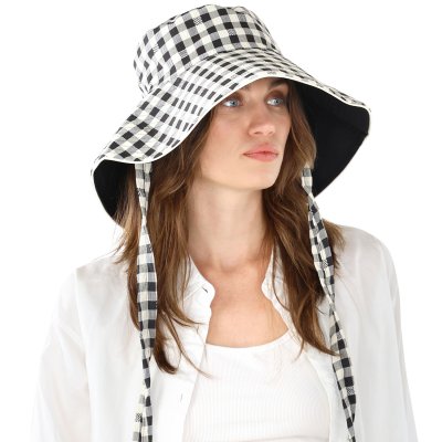 Hüte - Gårda Poppy Checkered sun hat (schwarz)
