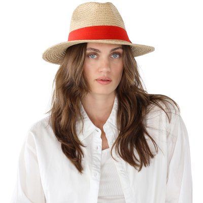 Strohhut - Gårda Positano Fedora (natur/rot)