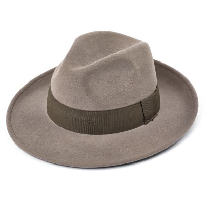 Hüte - Gårda Volterra Fedora Wool Hat (taupe/militärgrün)