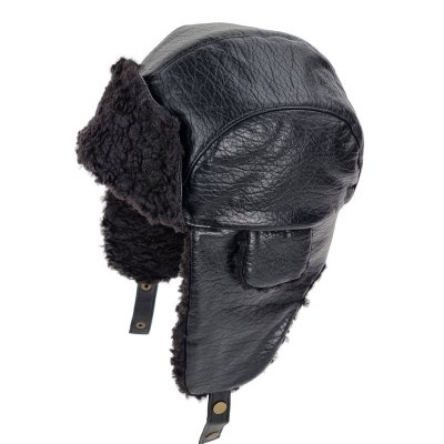 Fliegermützen - Gårda Linsell Leather Trapper (schwarz)