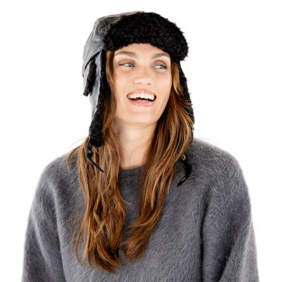 Fliegermützen - Gårda Linsell Leather Trapper (schwarz)