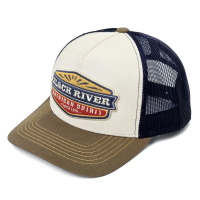 Kappe - Black River Beacon Trucker (cremeweiß/blau/grün)
