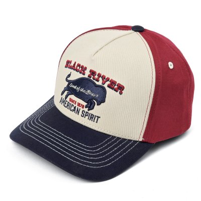 Kappe - Black River Buffalo Trucker (creme/rot/blau)